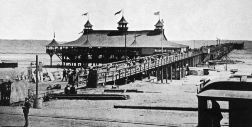The original Anna Maria City Pier, circa early 1900s — a grand pavilion welcoming steamship visitors